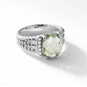 David Yurman ring/Petite Wheaton® Ring with Prasiolite and Pavé Diamonds